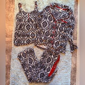 Soma Black and White Paisley Matching Pajama Set Tank Button Top Pants